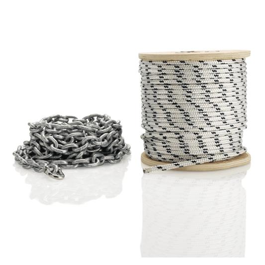 60M 6mm Double Braid Nylon Rope With 6M 6mm Galvanised Chain
