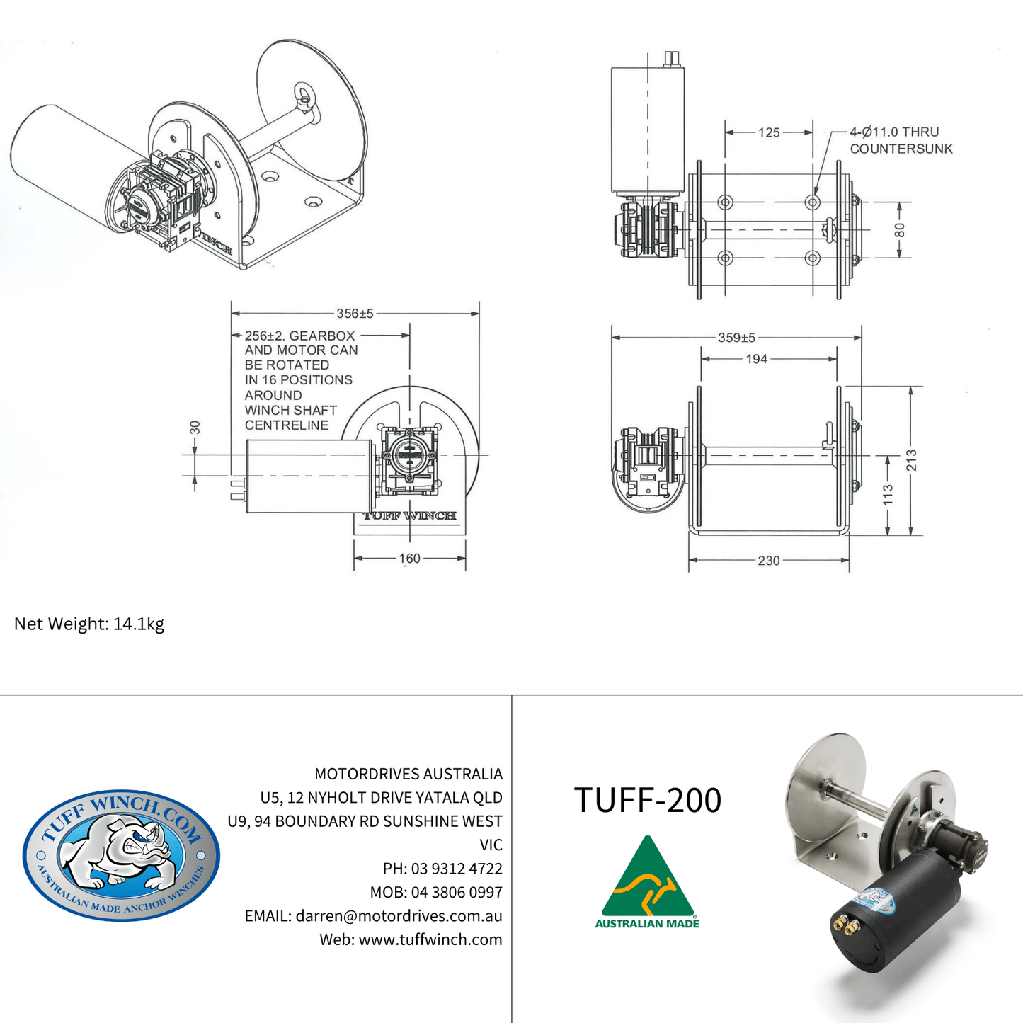 TUFF-200 Drum Anchor Winch