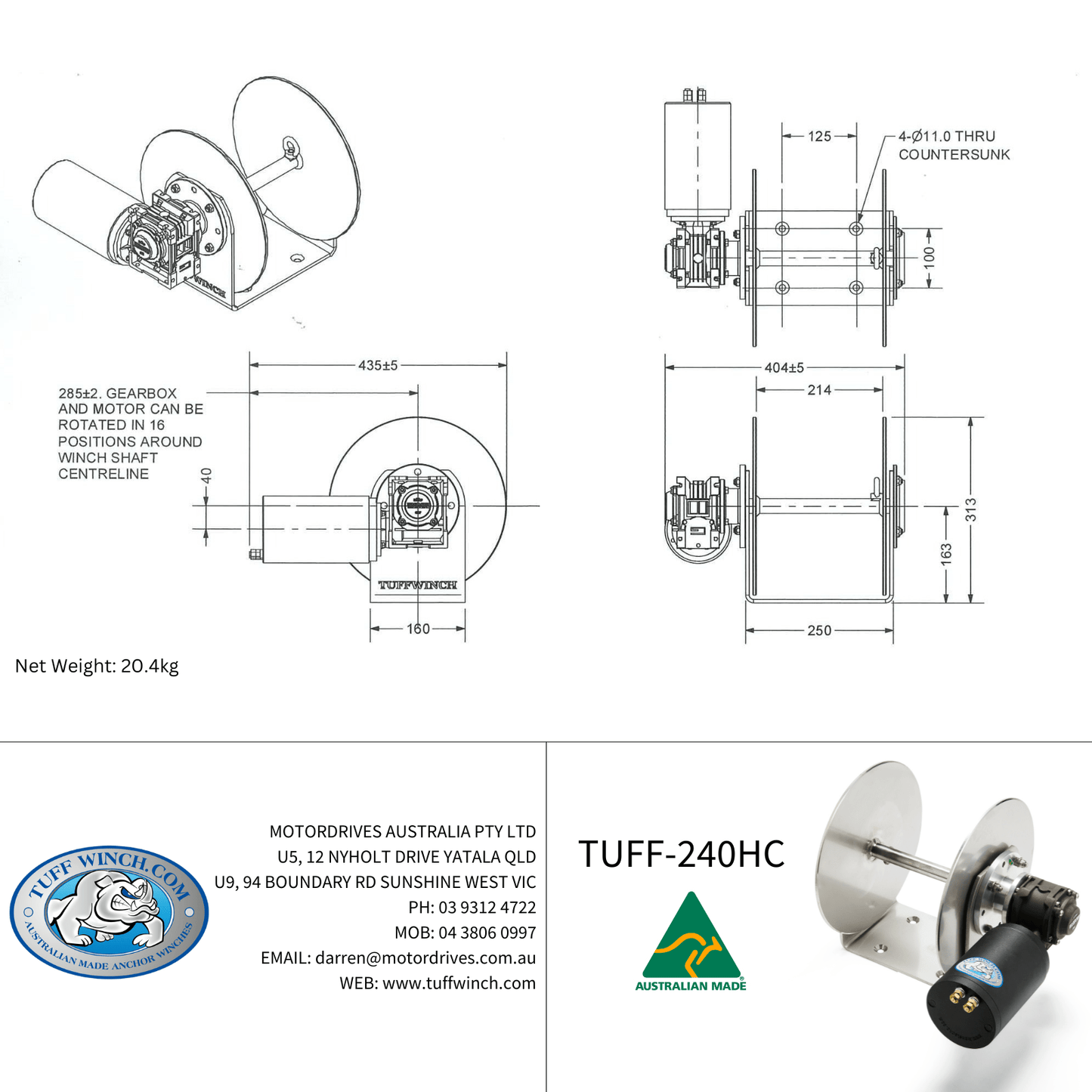 TUFF-240 High Capacity Drum Winch Kit