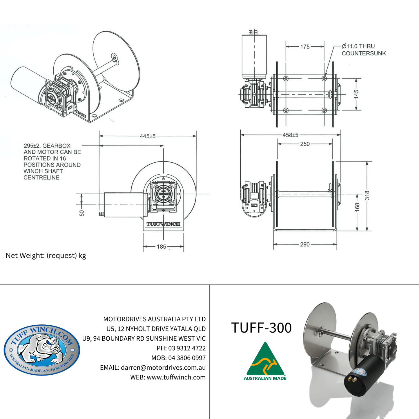 TUFF-300 Drum Anchor Winch