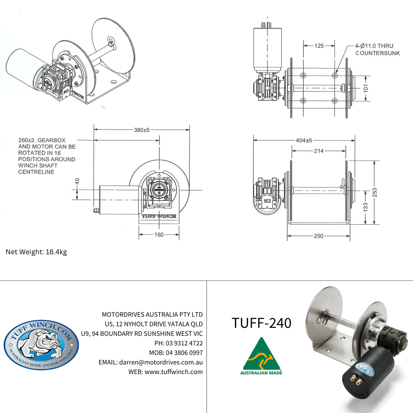 TUFF-240 Drum Anchor Winch Kit